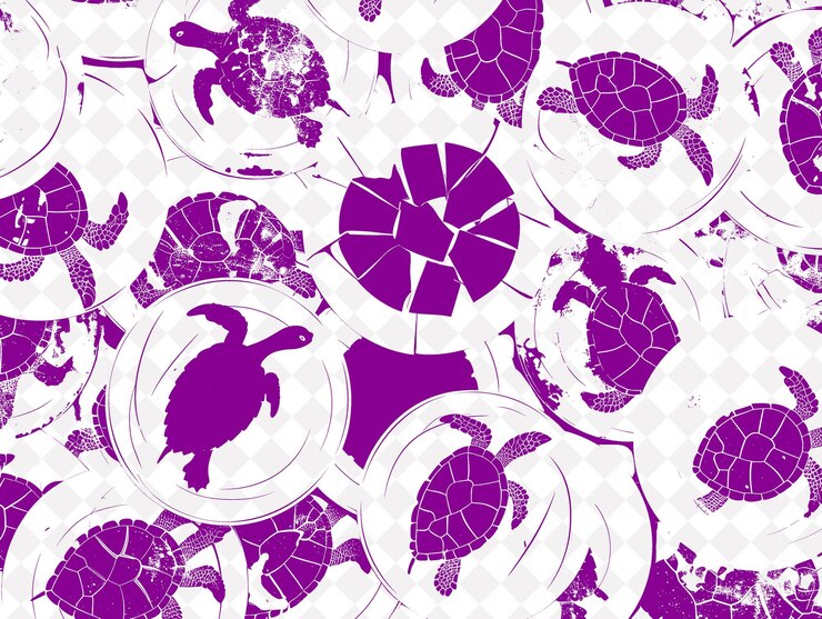 PSD a purple sea turtle with a purple shell on it