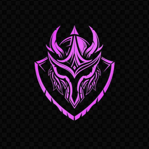 PSD purple shield with a pattern of purple and pink colors on a black background