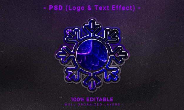 A purple snowflake with the words 100 editable on it