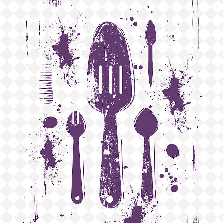 PSD a purple spoon and spoon with a purple background