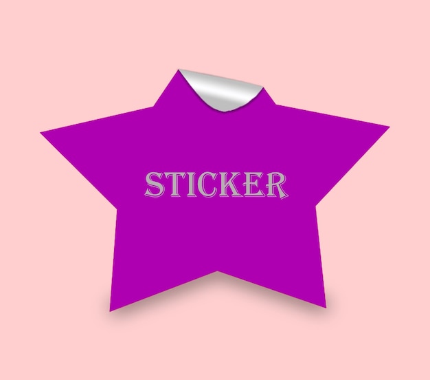 a purple star with the word sticker on it