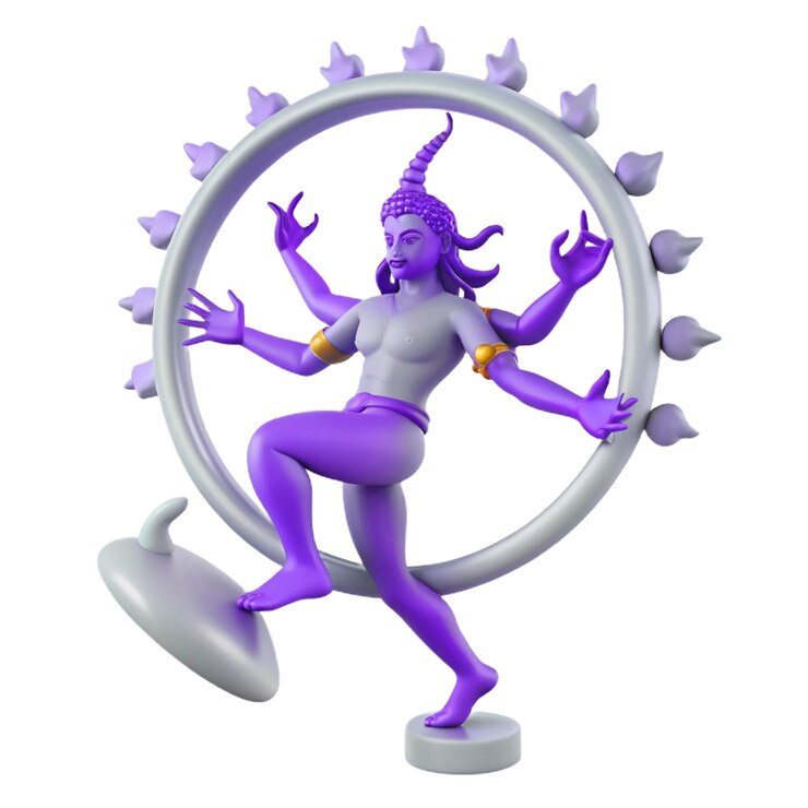 PSD a purple statue of a god with a purple body and purple pants