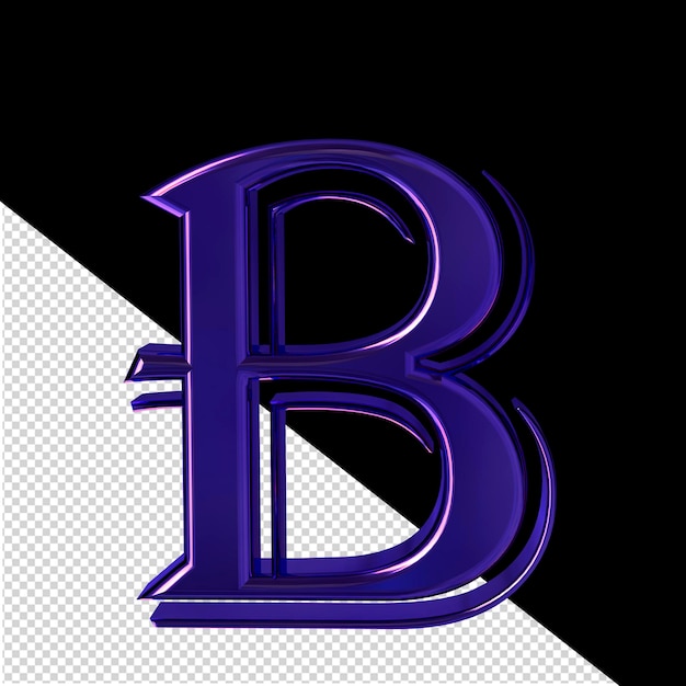 PSD purple symbol front view letter b