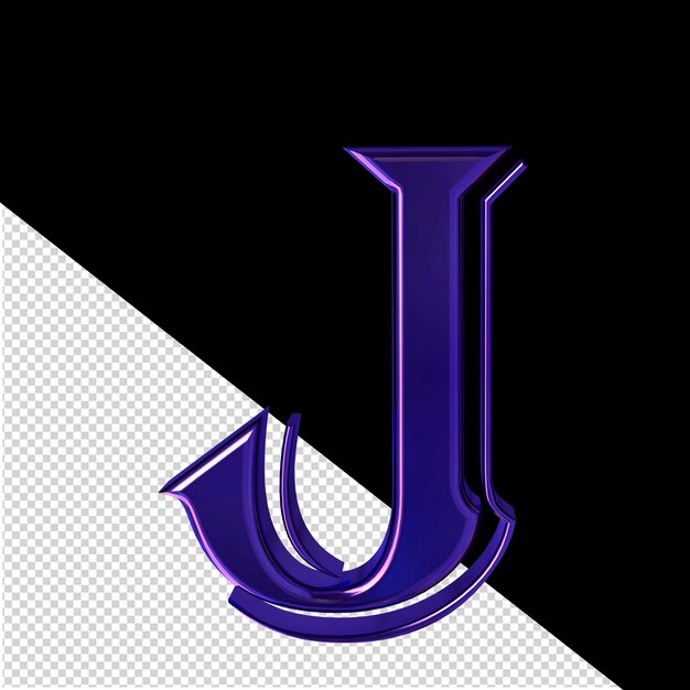 PSD purple symbol front view letter j