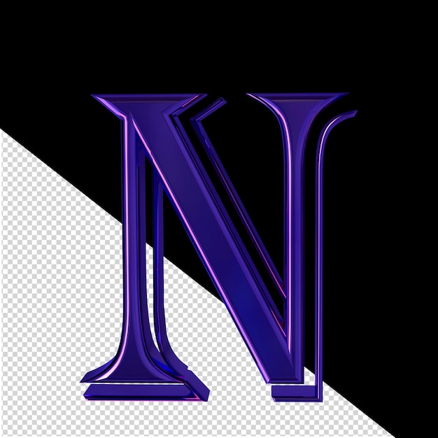 PSD purple symbol front view letter n