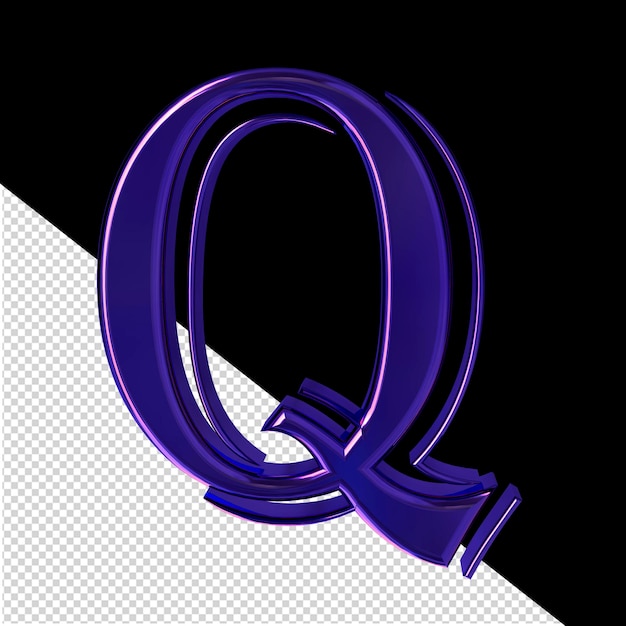 PSD purple symbol front view letter q