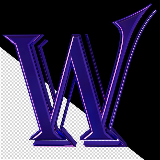 PSD purple symbol front view letter w