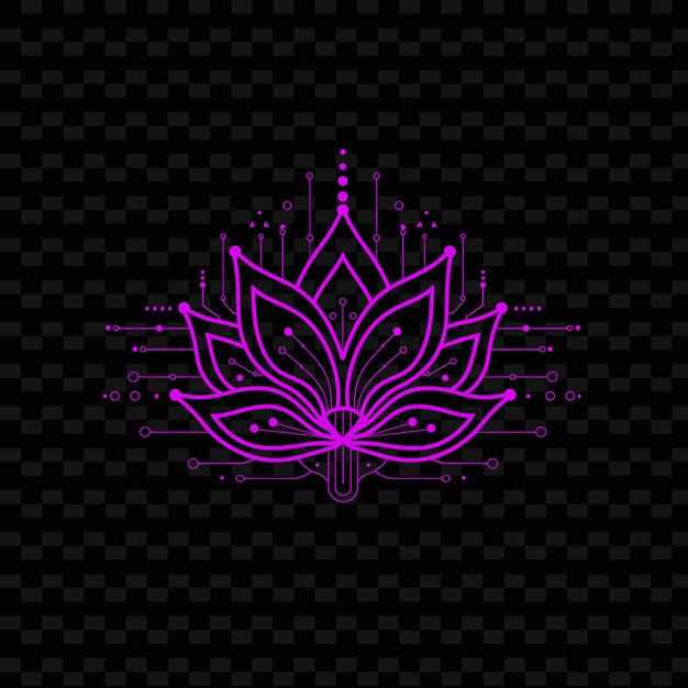 PSD a purple symbol of a lotus with eyes on a black background