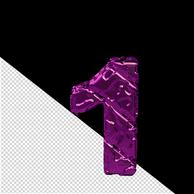 purple symbol made from rough diagonal blocks view from above number 1