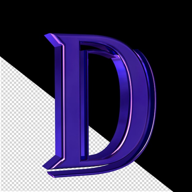 PSD purple symbol view from left letter d