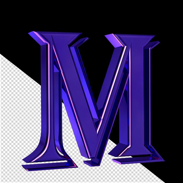 Purple symbol view from left letter m