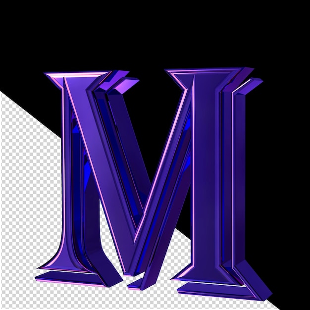 PSD purple symbol view from right letter m