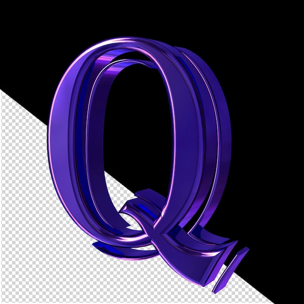 Purple symbol view from right letter q