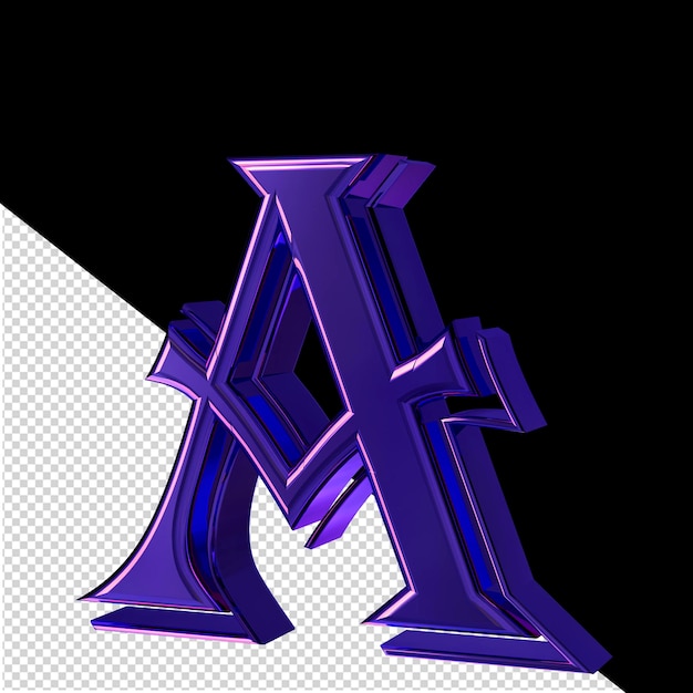 PSD purple symbol view from right letter a