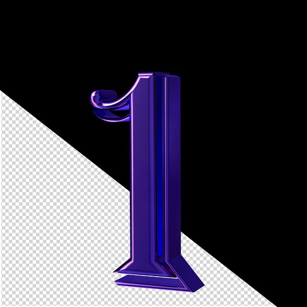 PSD purple symbol view from right number 1