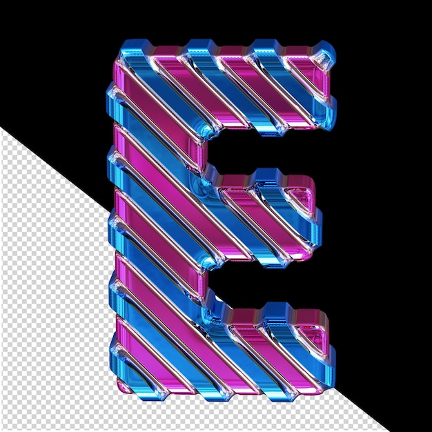 Фиолетовый символ с синими диагональными ремнями буква e
