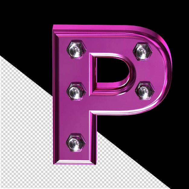 PSD purple symbol with bolts letter p