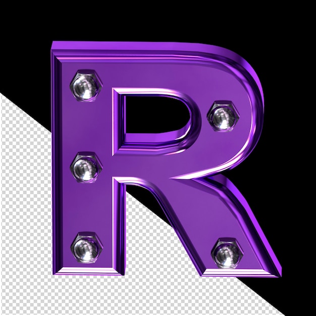 Purple symbol with bolts letter r