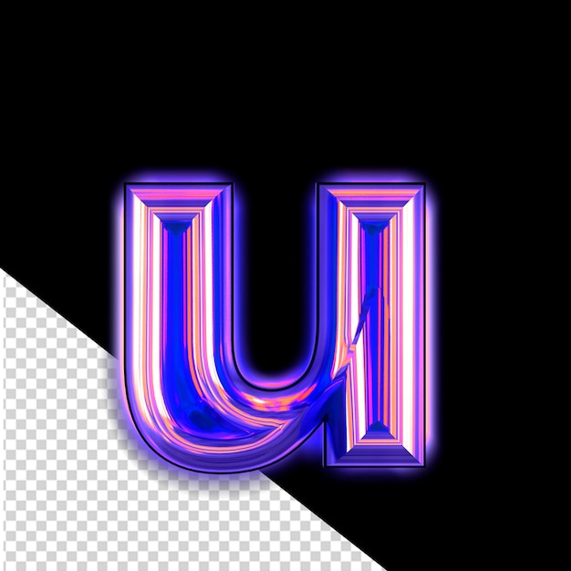 Premium PSD Purple symbol with glow letter u Premium PSD Purple symbol with glow letter u