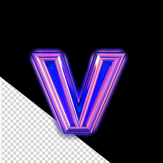 Purple symbol with glow letter v