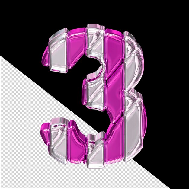 Purple symbol with silver straps top view number 3