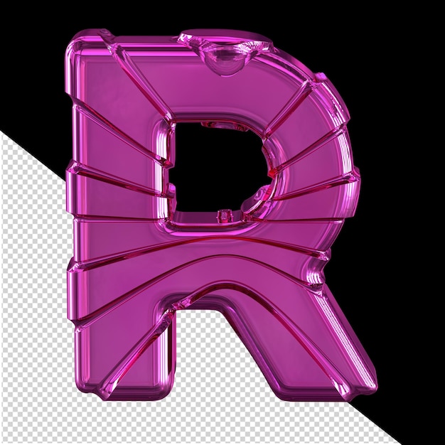 PSD purple symbol with straps letter r