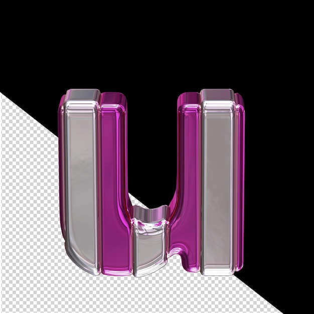 PSD purple symbol with vertical silver straps letter u