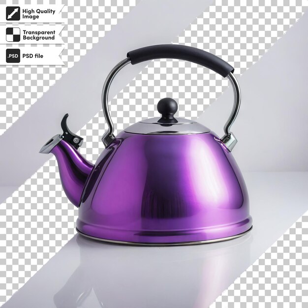 PSD a purple tea kettle with a black handle