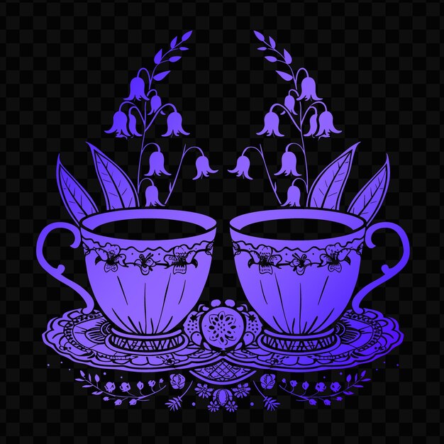 PSD a purple teacup and a cup of tea