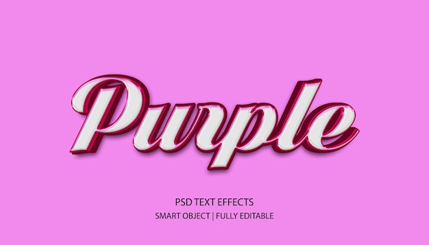Purple text effect editable template PSD