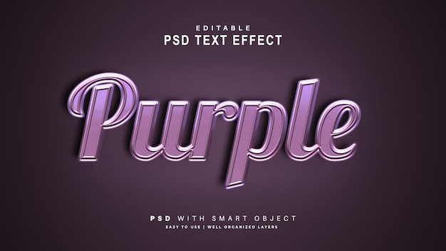Фиолетовый текстовый эффект. редактируемый текстовый смарт-объект