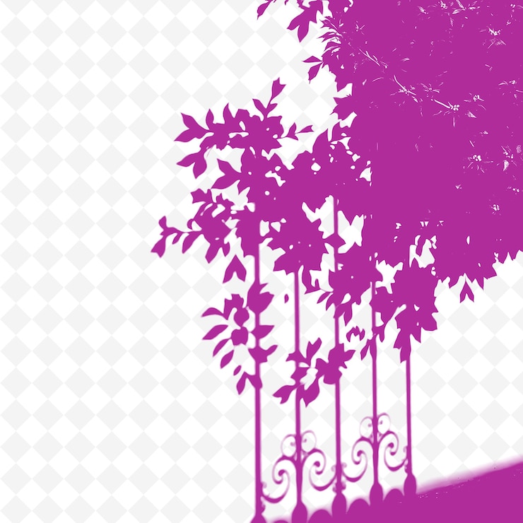 PSD a purple tree with butterflies on it and a white background