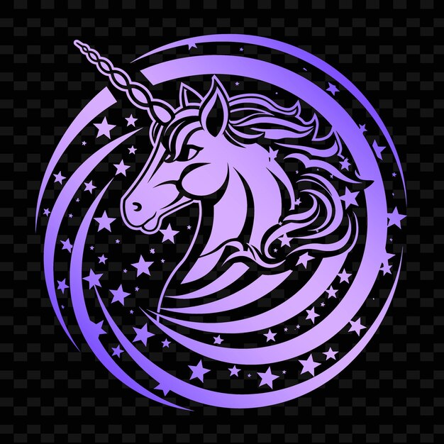 PSD a purple unicorn with stars and a purple background