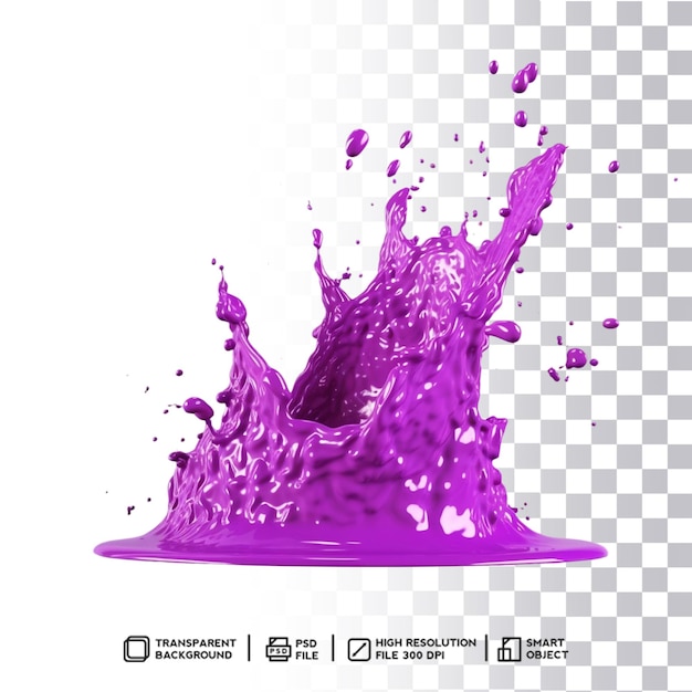 PSD Фиолетовый всплеск капли воды с прозрачным фоном