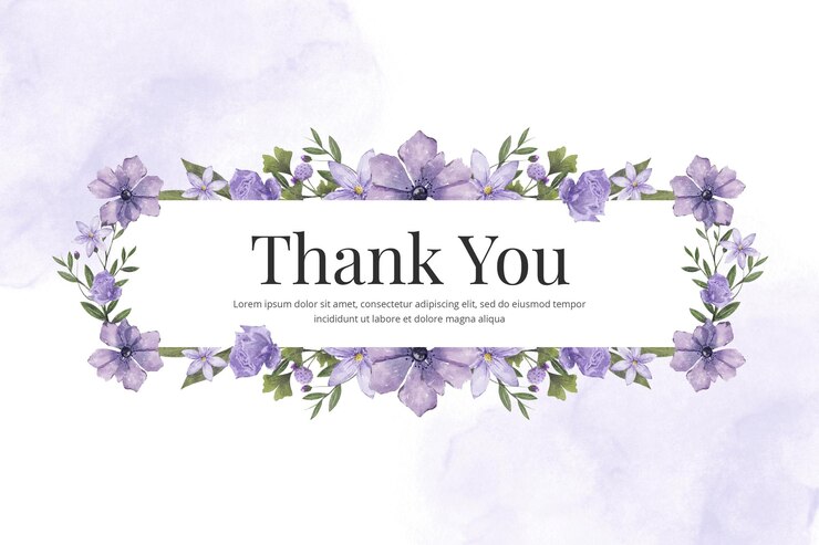 PSD purple watercolor flower thanks card template