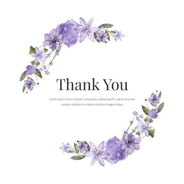 PSD purple watercolor wreath flower