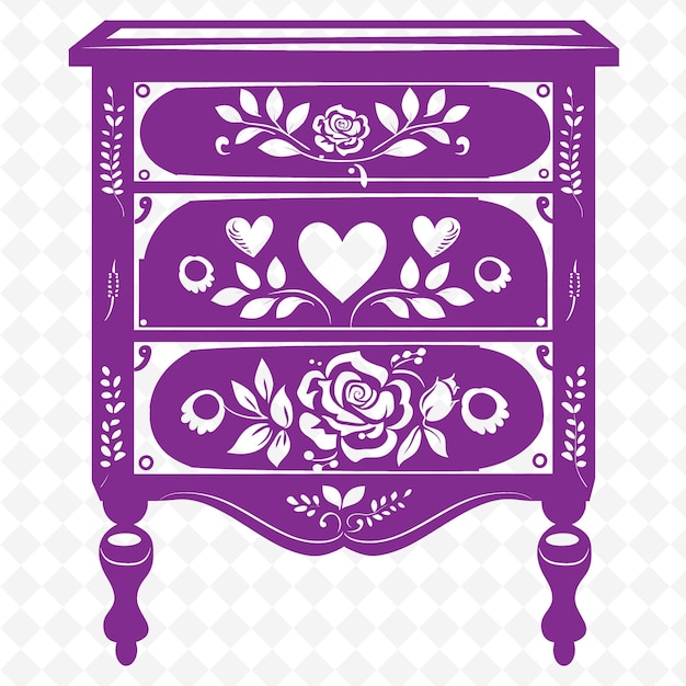 PSD a purple and white cabinet with a floral design on it