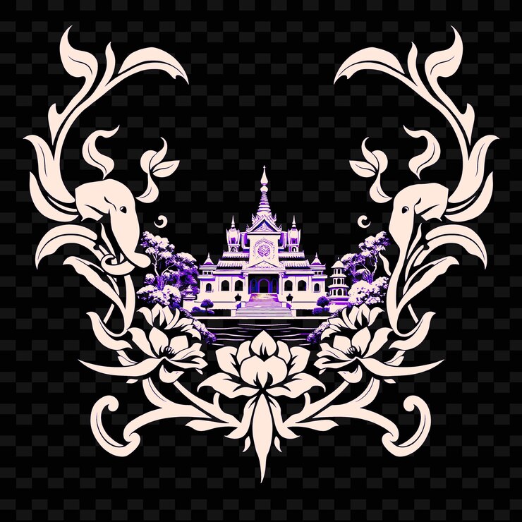 PSD a purple and white castle with a crown on it