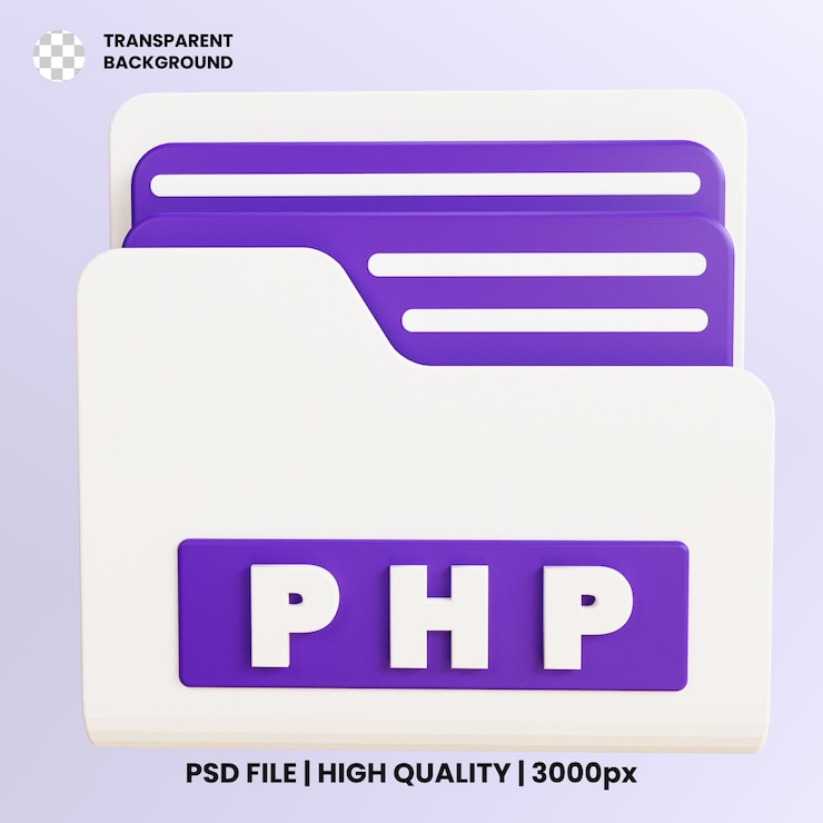 PSD a purple and white folder with the word php on it