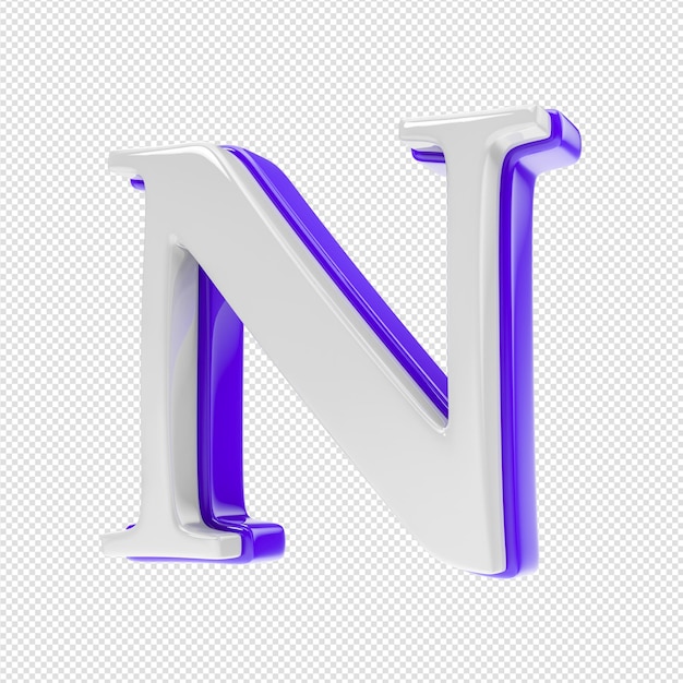 背景が透明な紫と白の文字 n。