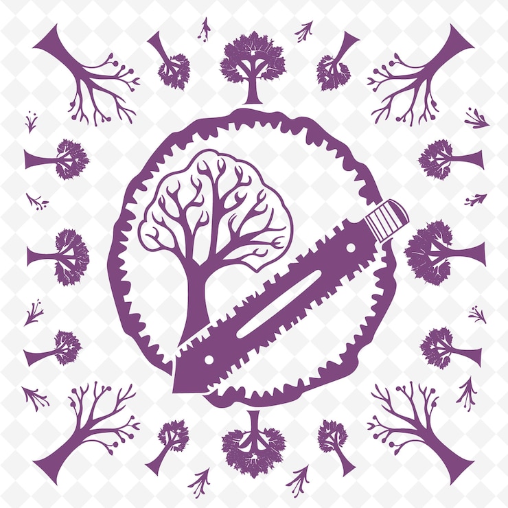 PSD a purple and white logo with a tree and a clock