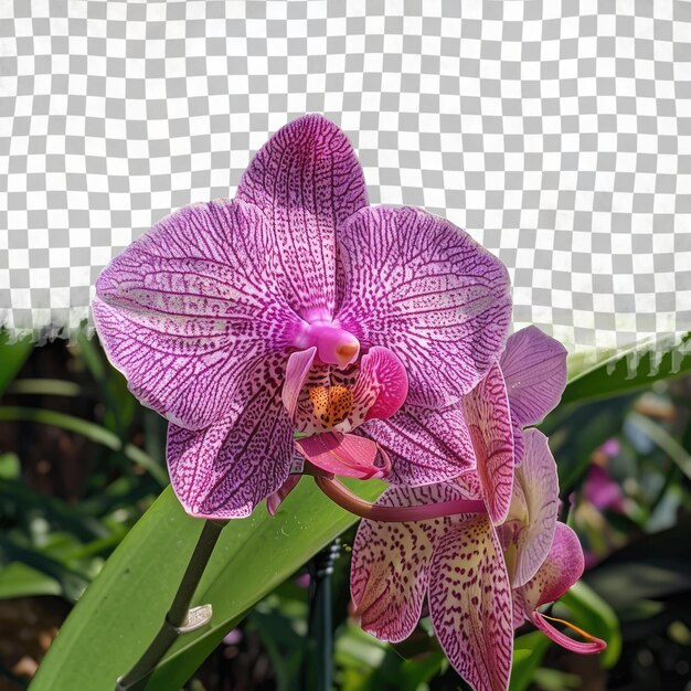 PSD a purple and white orchid with a checkered pattern