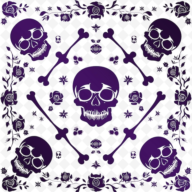 PSD a purple and white poster with skulls and skulls