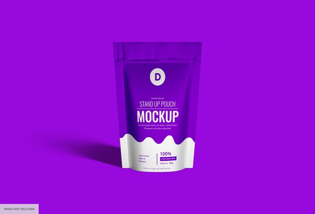 Mockup di borsa per imballaggio con custodia opaca standup bianco viola