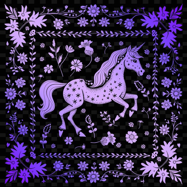 PSD a purple and white unicorn with flowers and a sign that says quot unicorn quot