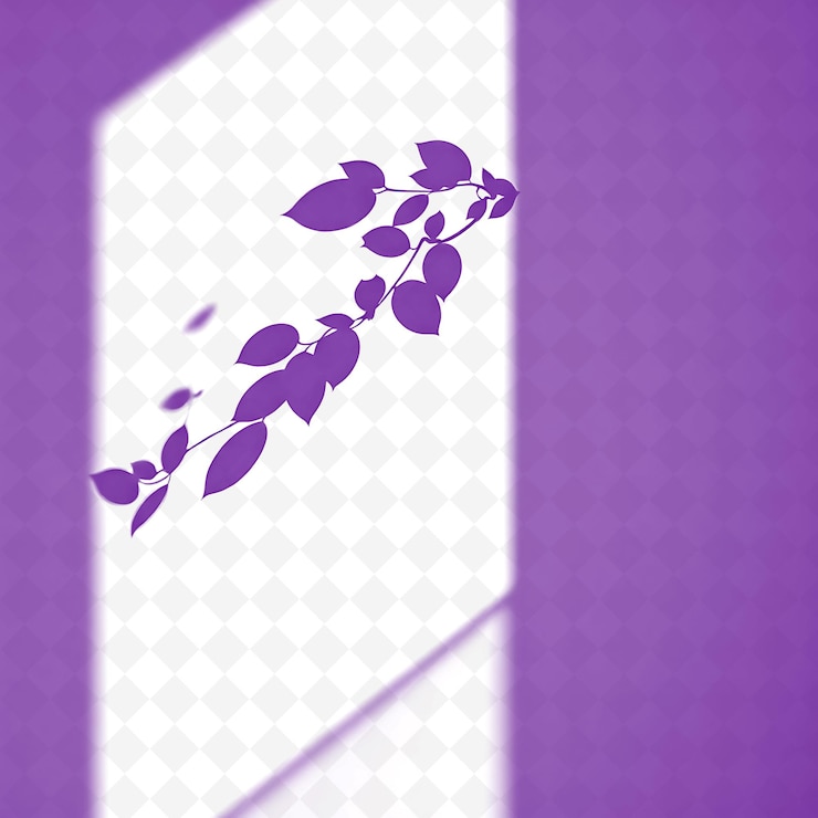 PSD a purple and white wall with a purple background with a plant on it