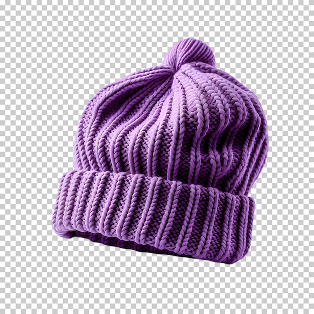 PSD purple winter hat mockup isolated on transparent background