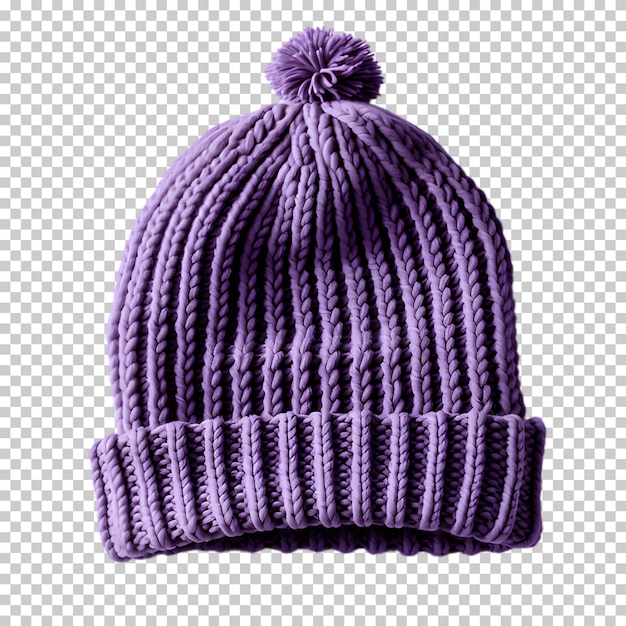 PSD purple winter hat mockup isolated on transparent background