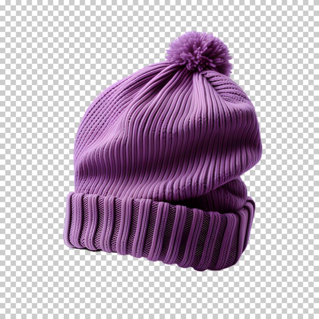 PSD purple winter hat mockup isolated on transparent background