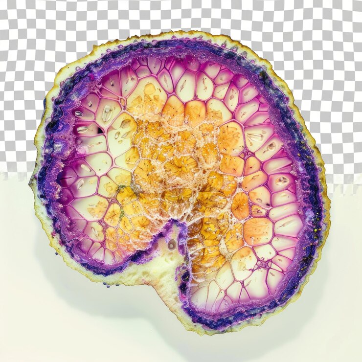 PSD 一個紫色和黃色的西瓜,裡面有黃色